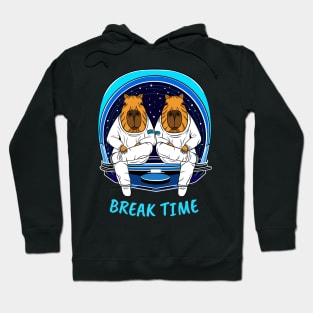 Break Time, Cute Capybara Astronauts Hoodie